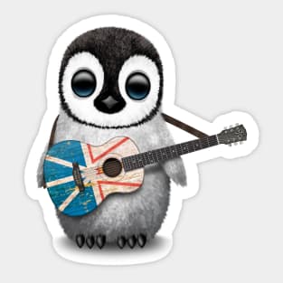 Baby Penguin Playing Newfoundland Flag Guitar Sticker